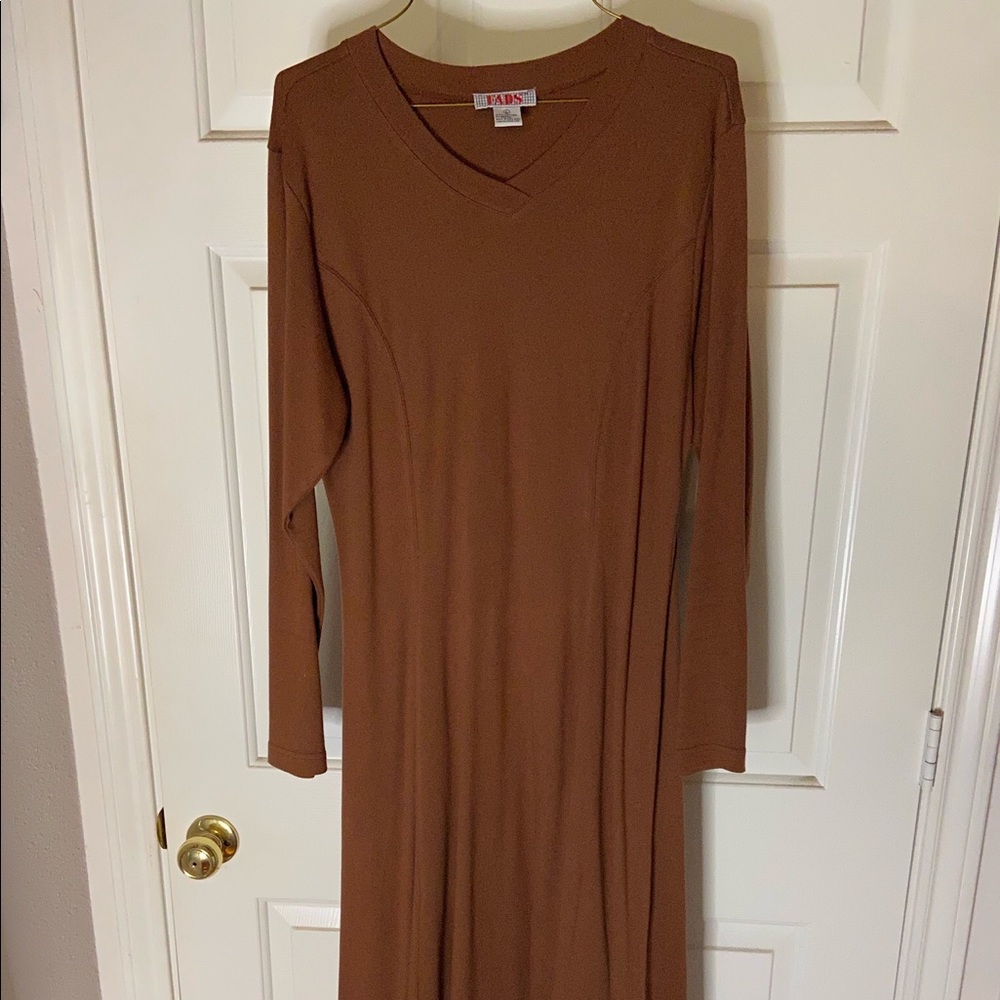 FADS long sleeve brown Maxi dress.